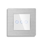 Intrerupator Triplu Wi-Fi cu Touch din Sticla si Rama de Aluminiu LUXION