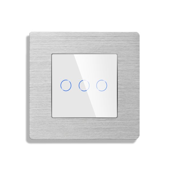 Intrerupator Triplu Wi-Fi cu Touch din Sticla si Rama de Aluminiu LUXION