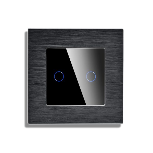 Intrerupator Dublu cu Touch din Sticla si Rama de Aluminiu LUXION, protocol ZigBee