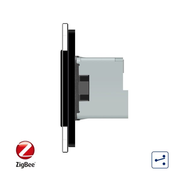 Intrerupator simplu cap scara / cap cruce ZigBee + priza simpla Livolo ZigBee, Rama din sticla, Control de pe telefon