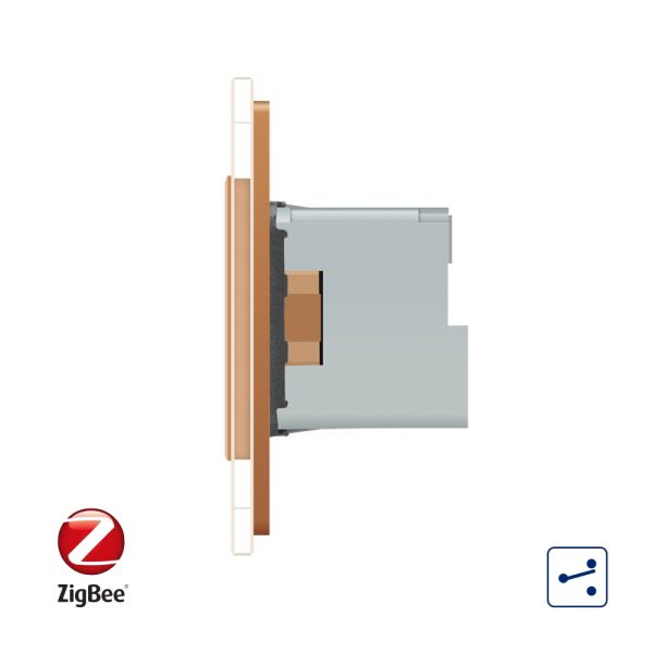 Intrerupator simplu cap scara / cap cruce ZigBee + priza simpla Livolo ZigBee, Rama din sticla, Control de pe telefon