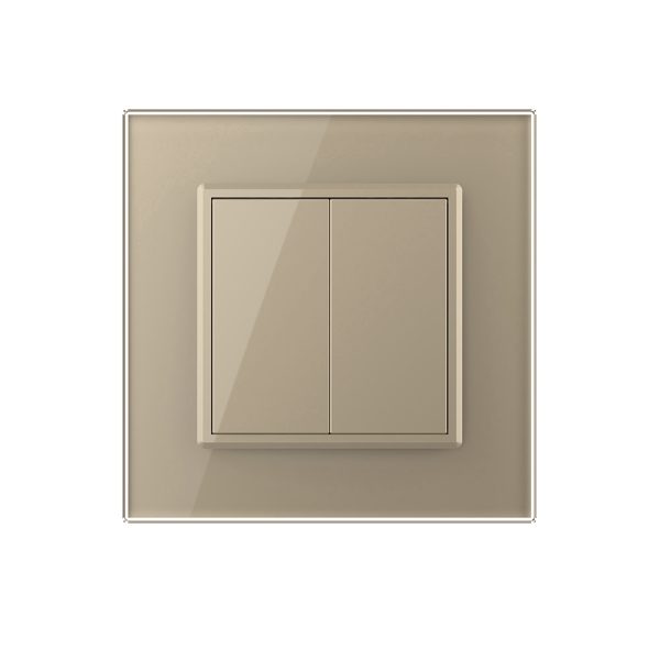Intrerupator Dublu Mecanic Cap Cruce LIVOLO cu Rama din Sticla – Serie Noua