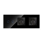 Intrerupator Dublu + 2 Prize cu Rama din Sticla LUXION