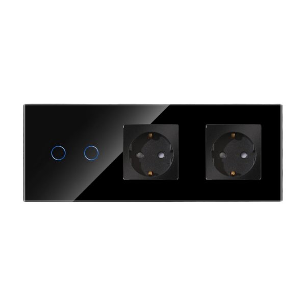 Intrerupator Dublu + 2 Prize cu Rama din Sticla LUXION