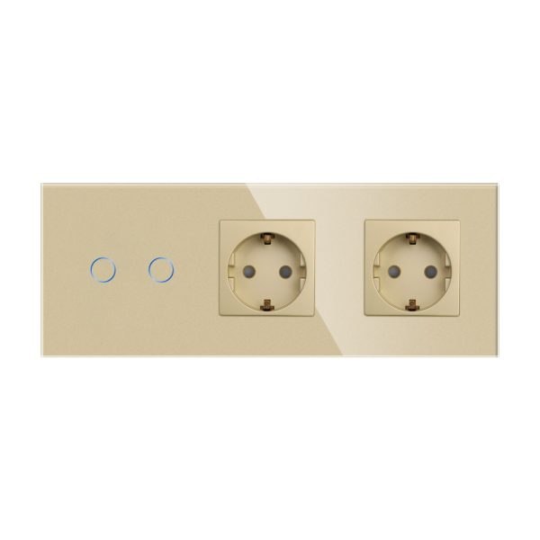 Intrerupator Dublu + 2 Prize cu Rama din Sticla LUXION