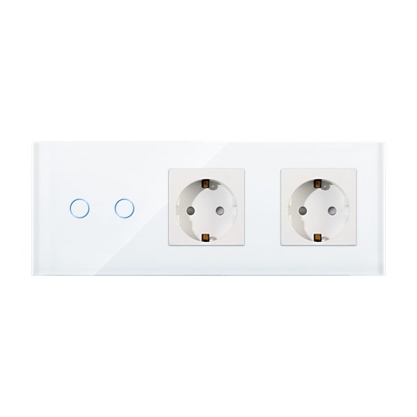 Intrerupator Dublu + 2 Prize cu Rama din Sticla LUXION
