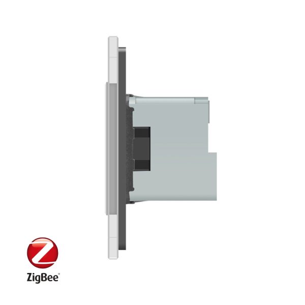 Intrerupator dublu ZigBee + priza simpla ZigBee Livolo, rama din sticla, Control de pe telefon