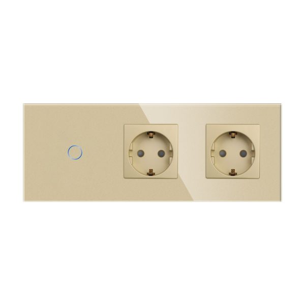 Intrerupator Simplu + 2 Prize cu Rama din Sticla LUXION