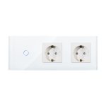 Intrerupator Simplu + 2 Prize cu Rama din Sticla LUXION