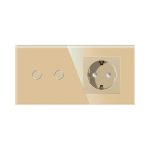 Intrerupator Dublu Cap Scara / Cruce + Priza cu Rama din Sticla LUXION
