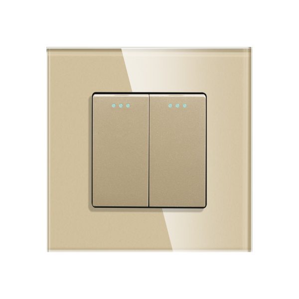 Intrerupator Dublu Cap Scara Mecanic LUXION cu Rama din Sticla