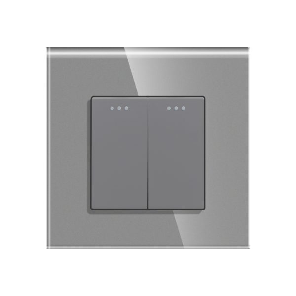 Intrerupator Dublu Cap Scara Mecanic LUXION cu Rama din Sticla