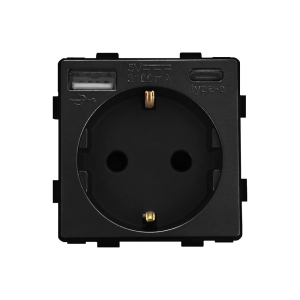 Modul Priza Simpla + USB-A + USB-C LUXION