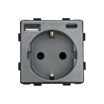 Modul Priza Simpla + USB-A + USB-C LUXION