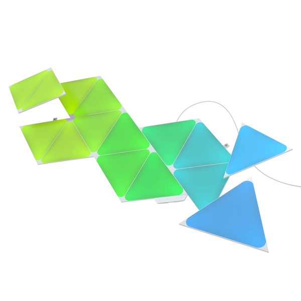Kit 15 Panouri luminoase Nanoleaf Shapes Triangles, Iluminare LED RGBW, Senzor muzica, Cablu 2.5 m, Compatibil cu asistenti vocali