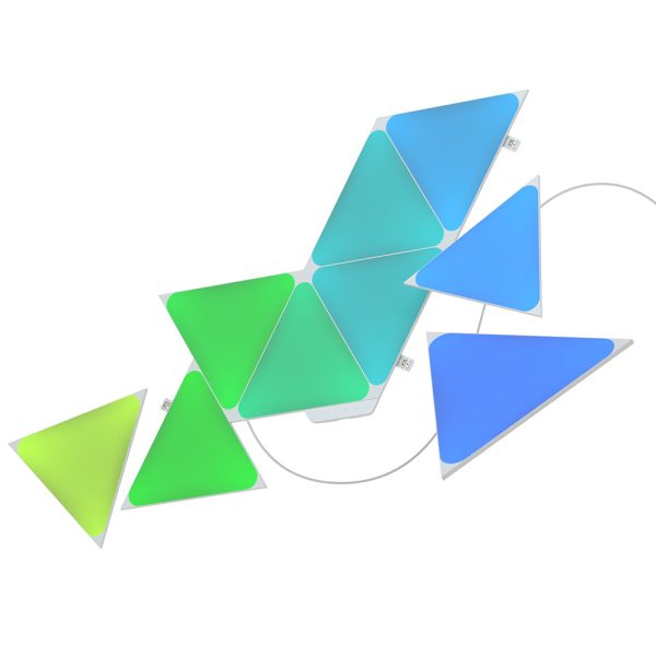 Kit 9 Panouri luminoase Nanoleaf Shapes Triangles, Iluminare LED RGBW, Senzor muzica, Flux luminos total 720 lumeni