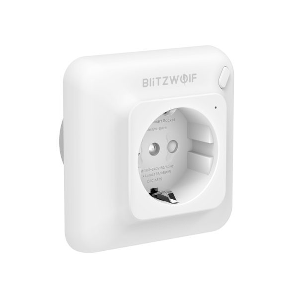 Priza inteligenta Blitzwolf BW-SHP8, Alb, 3680W, 16A, Monitorizare consum, Compatibil Alexa, Google Home si IFTTT