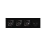 Priza Tripla Schuko + TV + Internet cu Rama Din Sticla LUXION