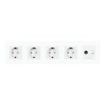 Priza Cvadrupla Schuko + TV + Internet cu Rama Din Sticla LUXION