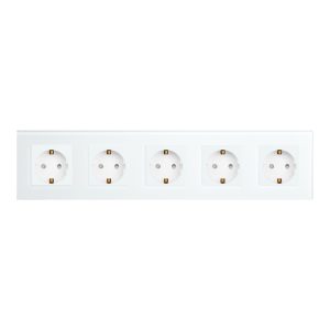 002-priza-cvintupla-luxion-cu-rama-din-sticla-lx-5mp010g-w-alb