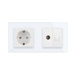 Priza dubla Livolo cu rama din sticla 1 priza Schuko+TV/internet