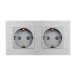 Priza Dubla LUXION cu rama din aluminiu
