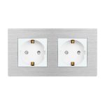 Priza Dubla LUXION cu rama din aluminiu