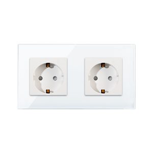 002-priza-dubla-luxion-cu-rama-din-sticla-lx-2mp010g-w-alb