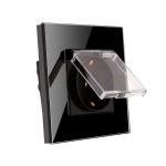 Priza Simpla cu Capac de Protectie cu Rama din Sticla LUXION