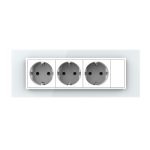 Priza tripla cu blank Livolo cu rama din sticla 6/7 module – standard Italian