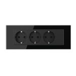 Priza tripla cu blank Livolo cu rama din sticla 6/7 module – standard Italian