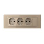 Priza tripla cu blank Livolo cu rama din sticla 6/7 module – standard Italian