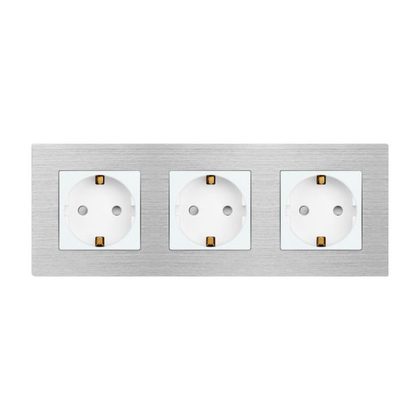 Priza Tripla LUXION cu rama din aluminiu
