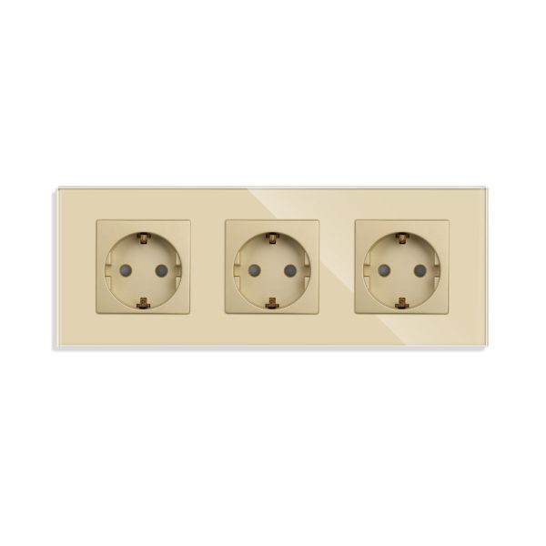Priza Tripla cu Rama din Sticla LUXION