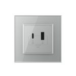 Priza USB-A + USB-C cu Rama Din Sticla LIVOLO – Serie Noua