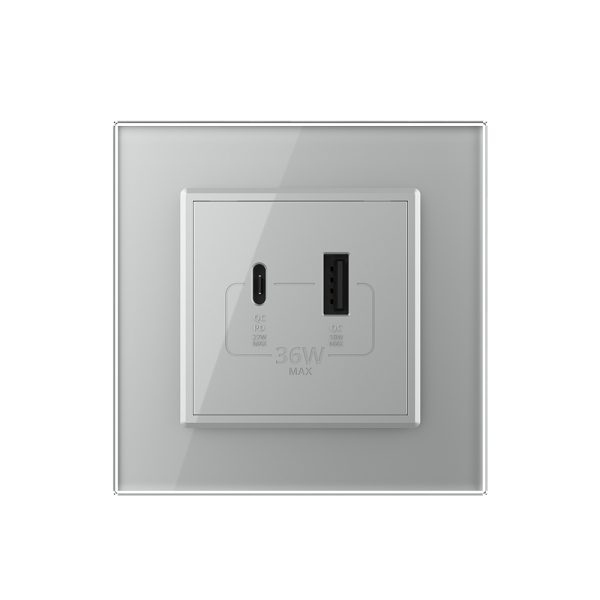 Priza USB-A + USB-C cu Rama Din Sticla LIVOLO – Serie Noua