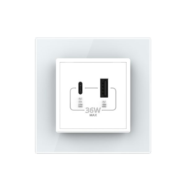 Priza USB-A + USB-C cu Rama Din Sticla LIVOLO – Serie Noua