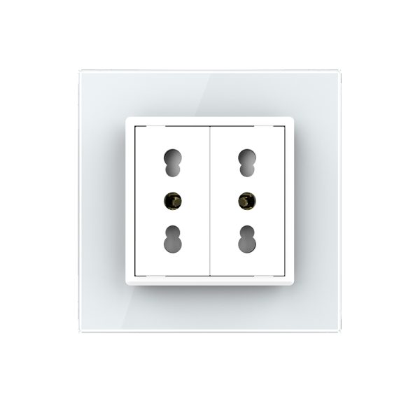 Priza dubla module inguste Livolo cu rama din sticla – standard german