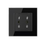 Priza dubla module inguste Livolo cu rama din sticla – standard german
