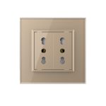 Priza dubla module inguste Livolo cu rama din sticla – standard german