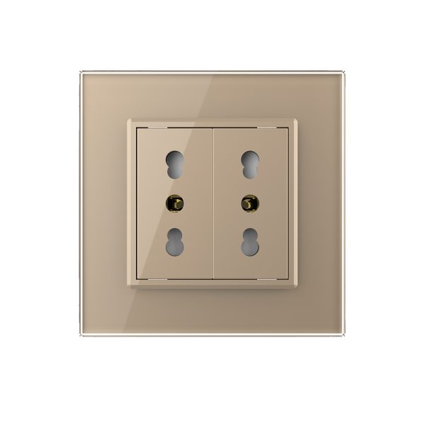 Priza dubla module inguste Livolo cu rama din sticla – standard german