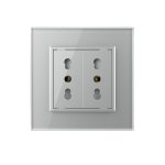 Priza dubla module inguste Livolo cu rama din sticla – standard german