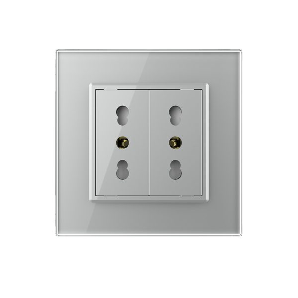 Priza dubla module inguste Livolo cu rama din sticla – standard german