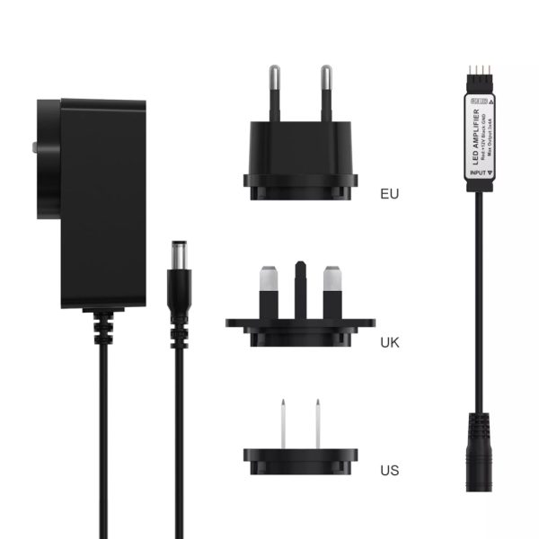 Adaptor si amplificator pentru banda LED Sonoff, 24W, Adaptoare UK, UE & USA incluse