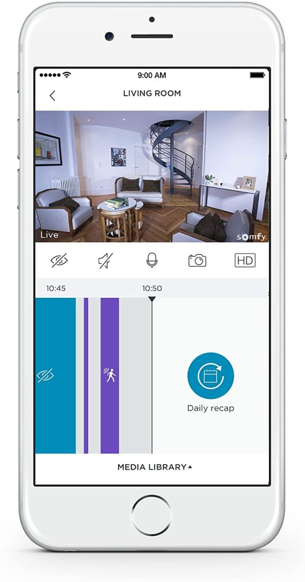 Camera de supraveghere Somfy One, Full HD, Alarma si Sirena, WiFi, Bluetooth 4.0, Detector de miscare