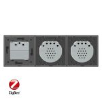 Intrerupator LIVOLO simplu+simplu ZigBee cu touch si priza din sticla ZigBee, Control de pe telefon