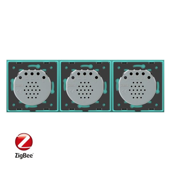 Intrerupator cu touch simplu+dublu+dublu LIVOLO din sticla, Protocol ZigBee, Control de pe telefon