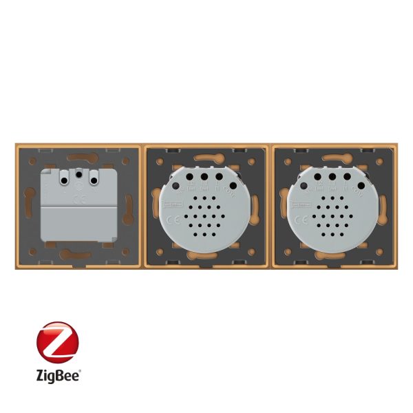 Intrerupator LIVOLO simplu+simplu ZigBee cu touch si priza din sticla ZigBee, Control de pe telefon