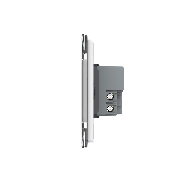 Intrerupator Dublu Cap Scara / Cruce Wi-Fi cu Touch LIVOLO cu rama din sticla, standard italian – Serie Noua, Alb