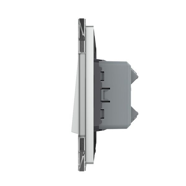 Intrerupator Simplu Mecanic Cap Cruce, 2 Module LIVOLO cu Rama din Sticla – Serie Noua